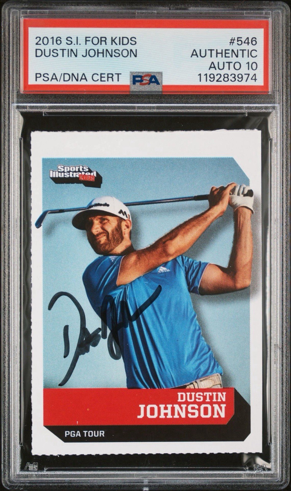 2016 SI For Kids #546 Dustin Johnson Signed Golf Rookie Card PSA GEM MT 10 AUTO