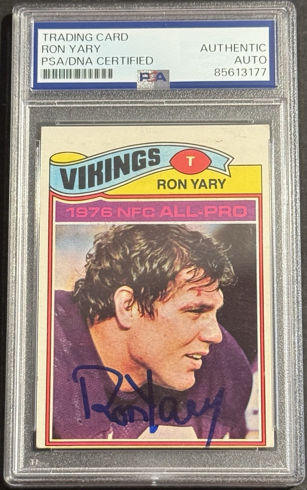 RON YARY SIGNED AUTOGRAPHED 1977 TOPPS CARD MINNESOTA VIKINGS PSA/DNA SLABBED COLLECTIBLE MEMORABILIA