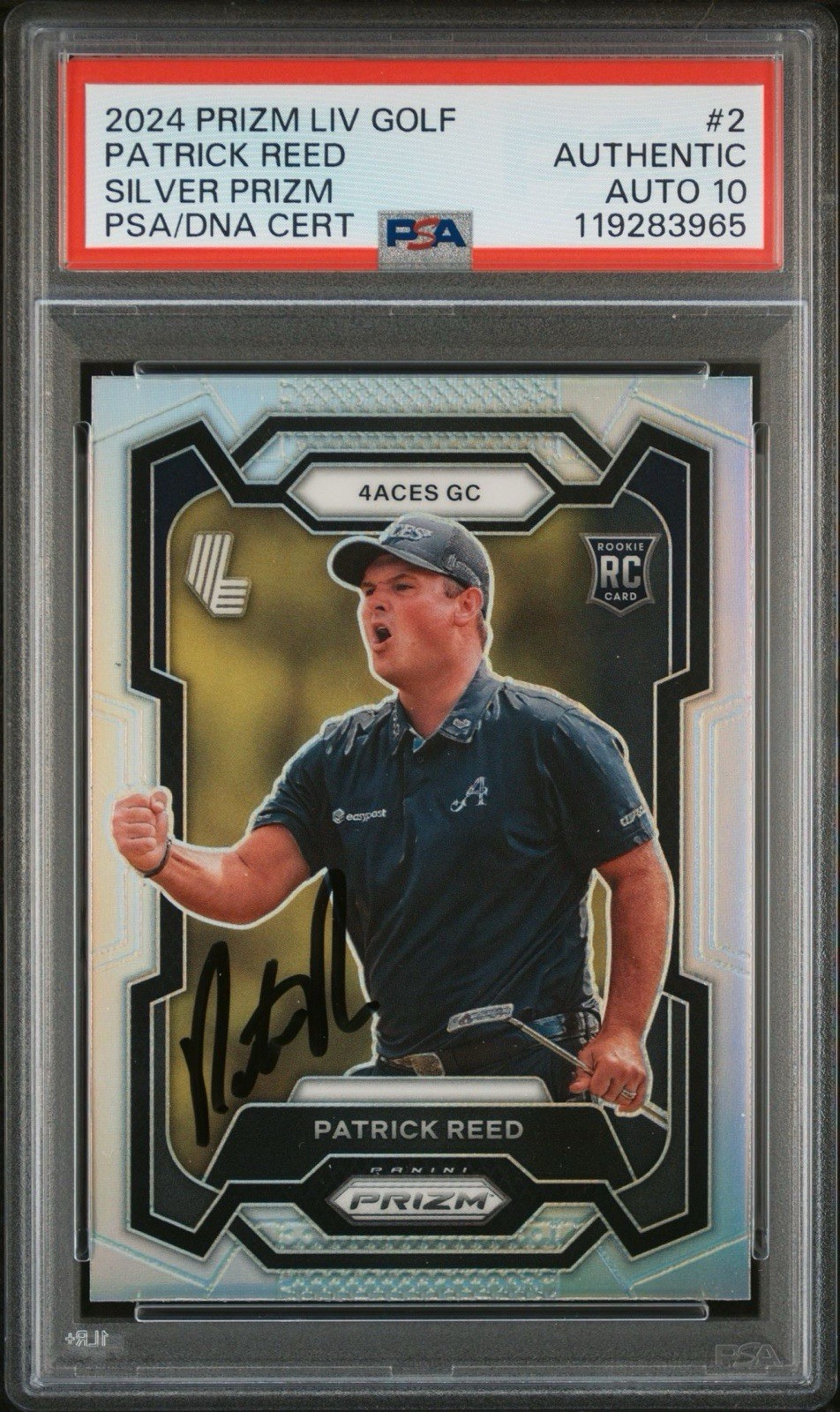 2024 Panini Prizm LIV Golf #2 Patrick Reed Signed Silver Rookie PSA GEM 10 AUTO