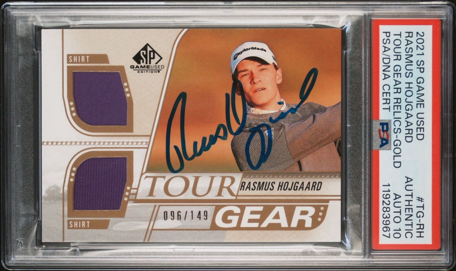 2021 SP Game Used Golf Rasmus Hojgaard Tour Gear Relic Gold /149 PSA GEM 10 AUTO