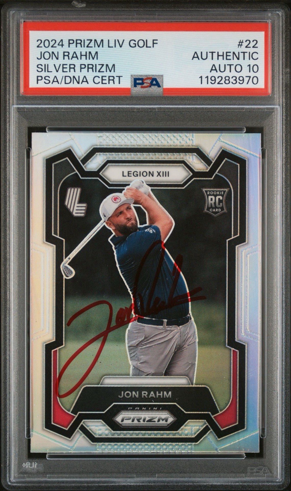 2024 Panini Prizm LIV Golf #22 Jon Rahm Signed Silver Rookie PSA GEM MT 10 AUTO