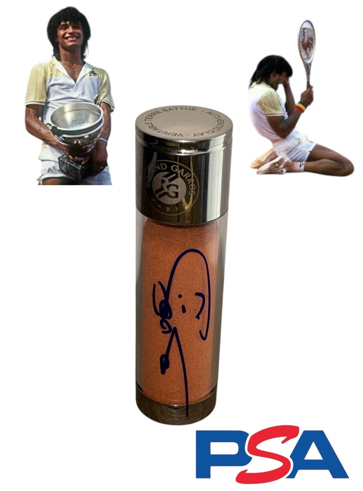Yannick Noah Signed RG French Open Match Used Tennis Clay PSA AUTO 1983 CHAMPION