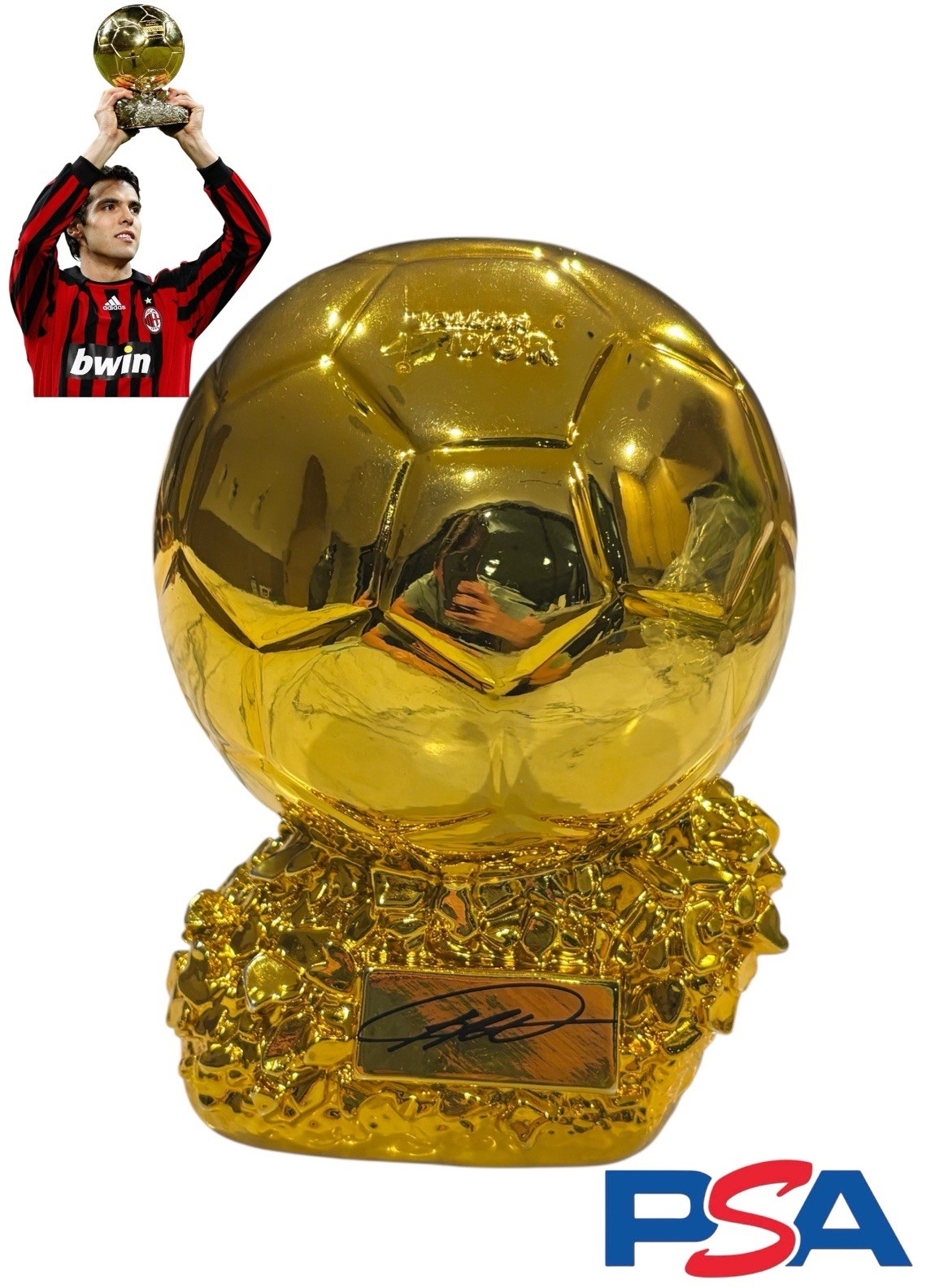 KAKA Signed Autographed Replica 2007 Ballon d'Or Award Trophy PSA AUTO AC Milan