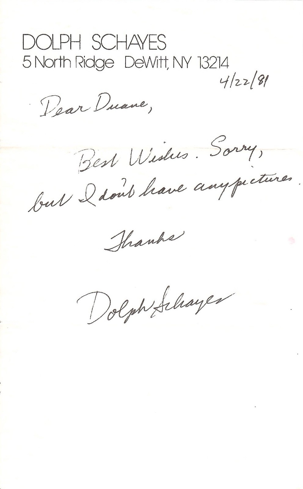 DOLPH SCHAYES HAND SIGNED+HAND WRITTEN LETTER+COA        BASKETBALL HALL OF FAME