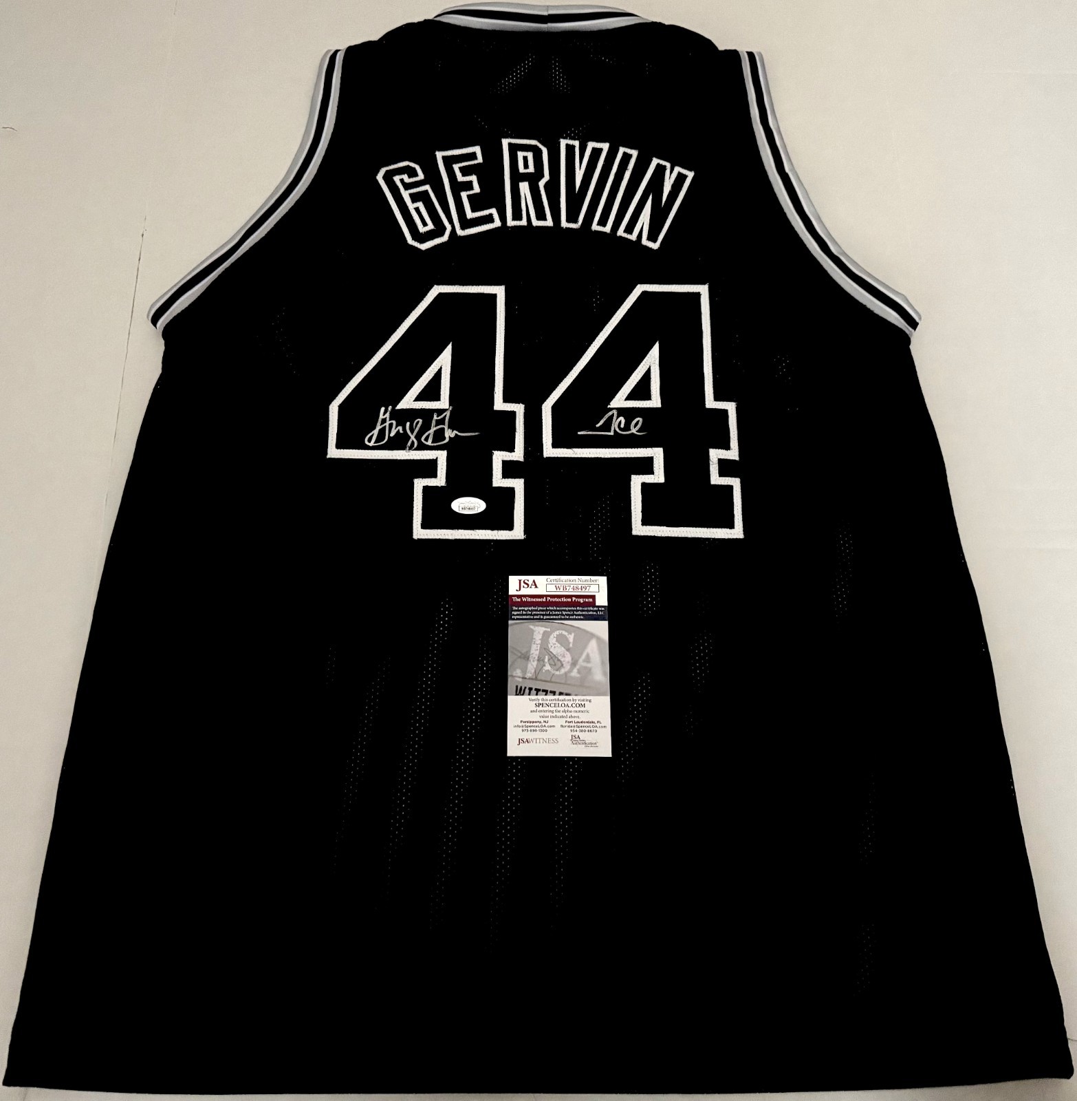 George Gervin San Antonio Spurs signed Custom jersey W/ Ice Inscrip JSA Witness