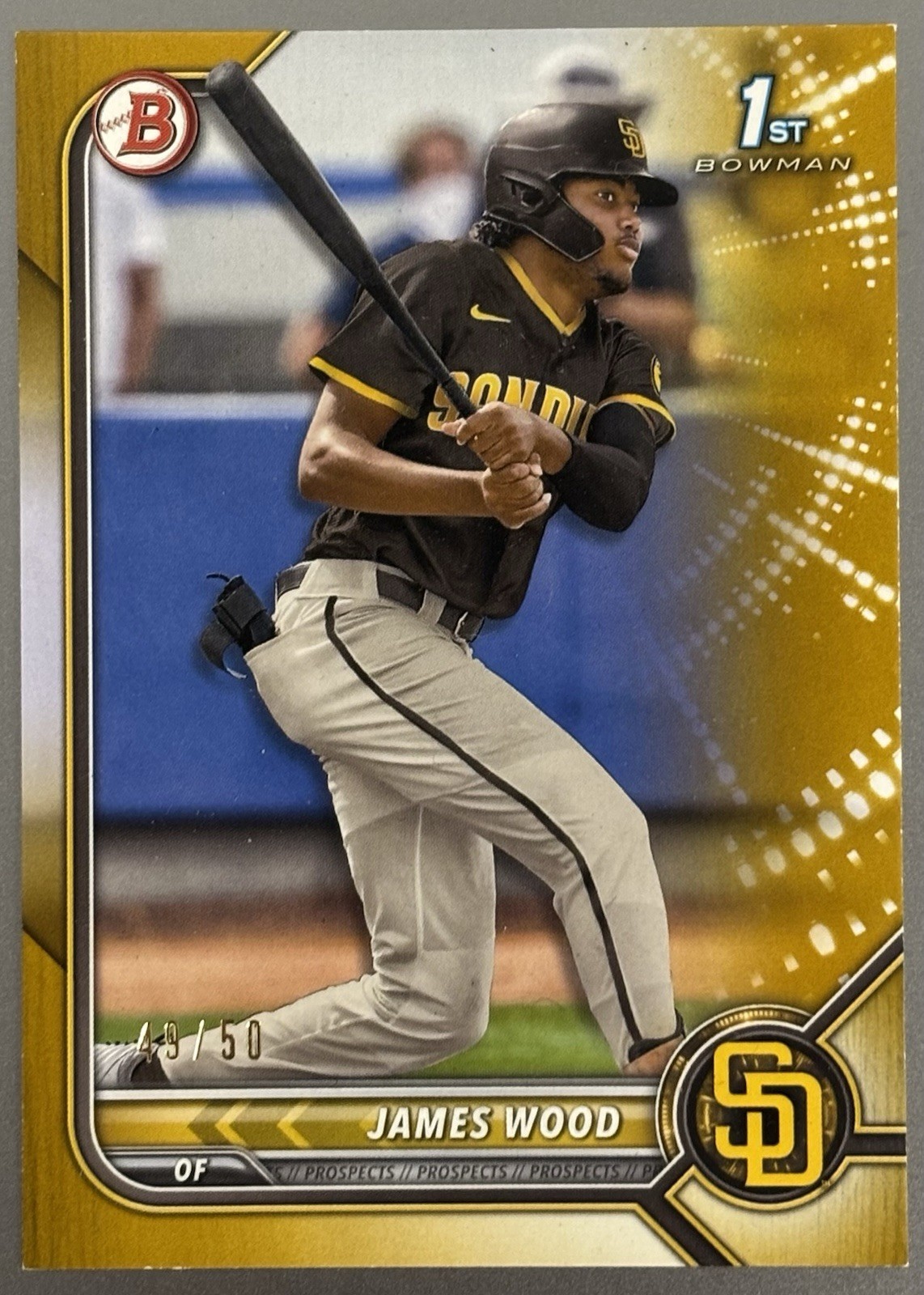 2022 Bowman Paper Prospects #BP108 James Wood Gold 1st Bowman Card #49/50 RC
