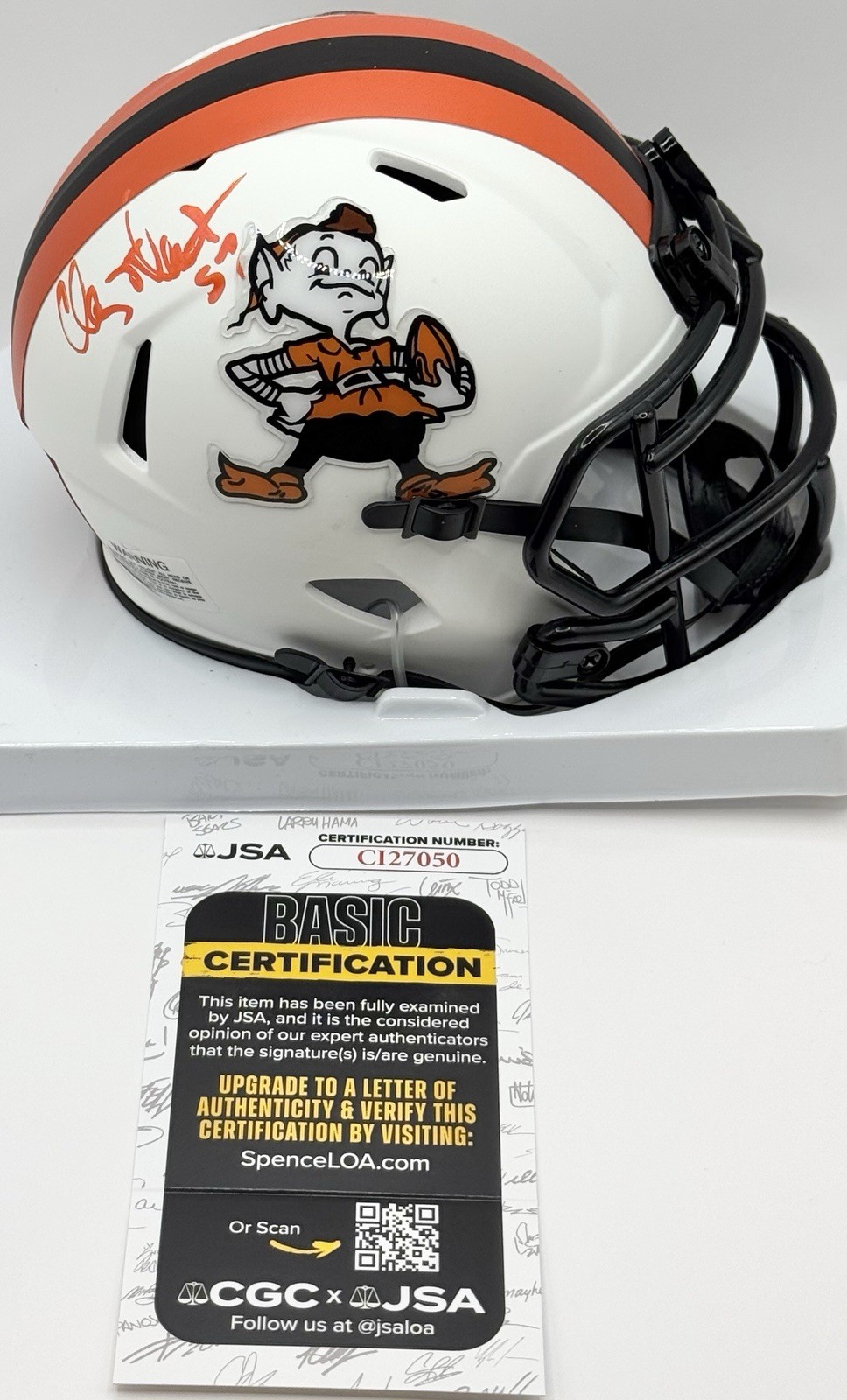 Clay Matthews Sr. Signed Autographed Cleveland Browns Elf Mini Helmet JSA COA
