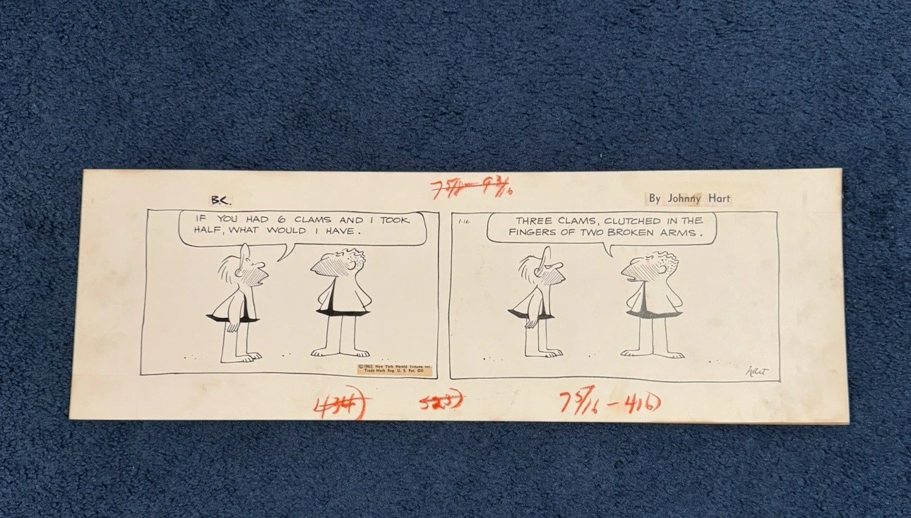 AWESOME B.C. ORIGINAL DAILY COMIC STRIP ART Johnny Hart 1/16/1960