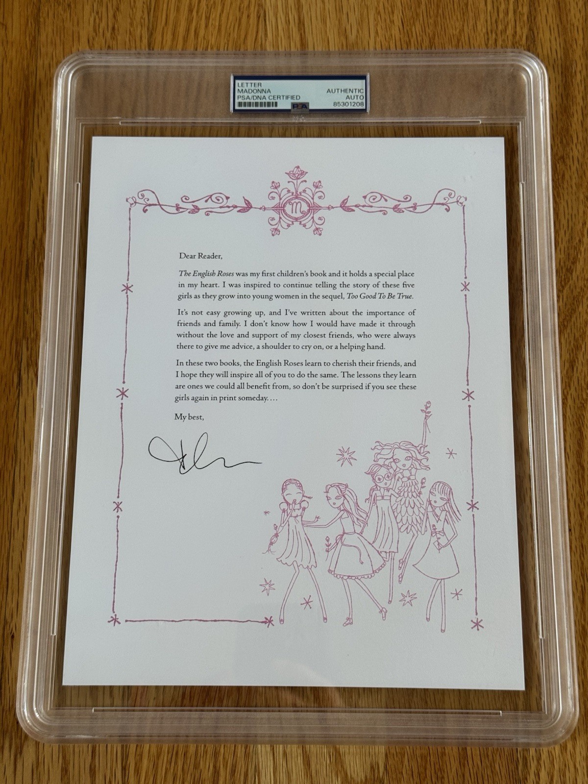Awesome Madonna Signed Autographed English Roses Letter PSA Slabbed