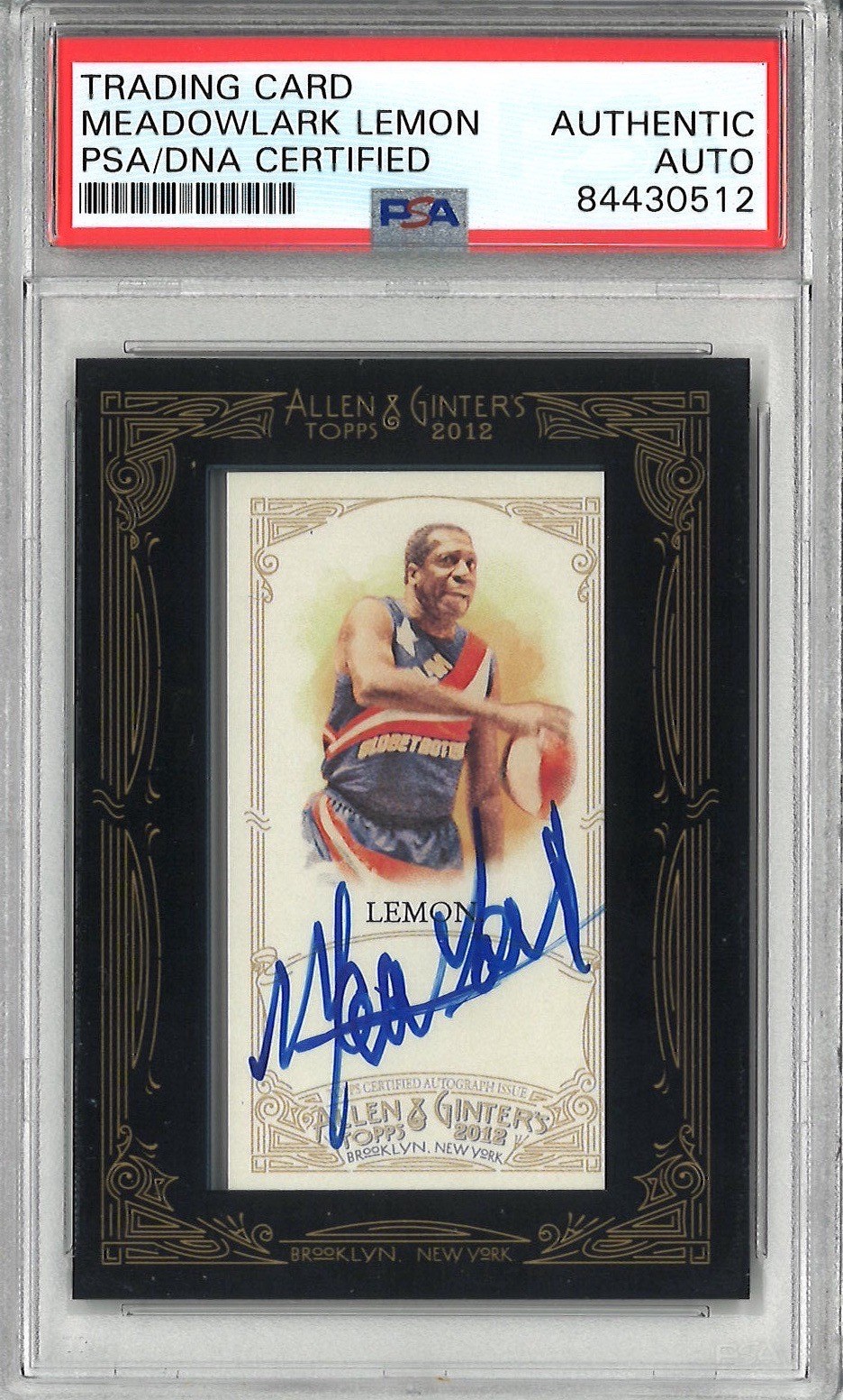 MEADOWLARK LEMON 2012 TOPPS ALLEN & GINTER MINI FRAMED AUTO #AGA-MLE PSA 0512