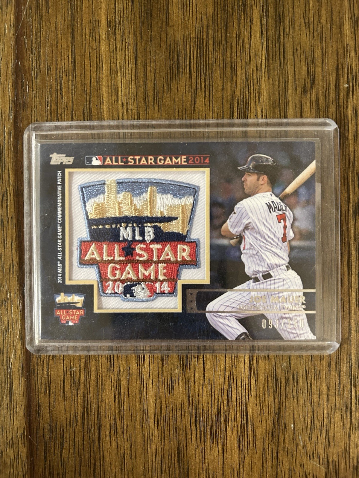 Joe Mauer Minnesota Twins 2014 Topps ASG Patch Baseball Card #93/150