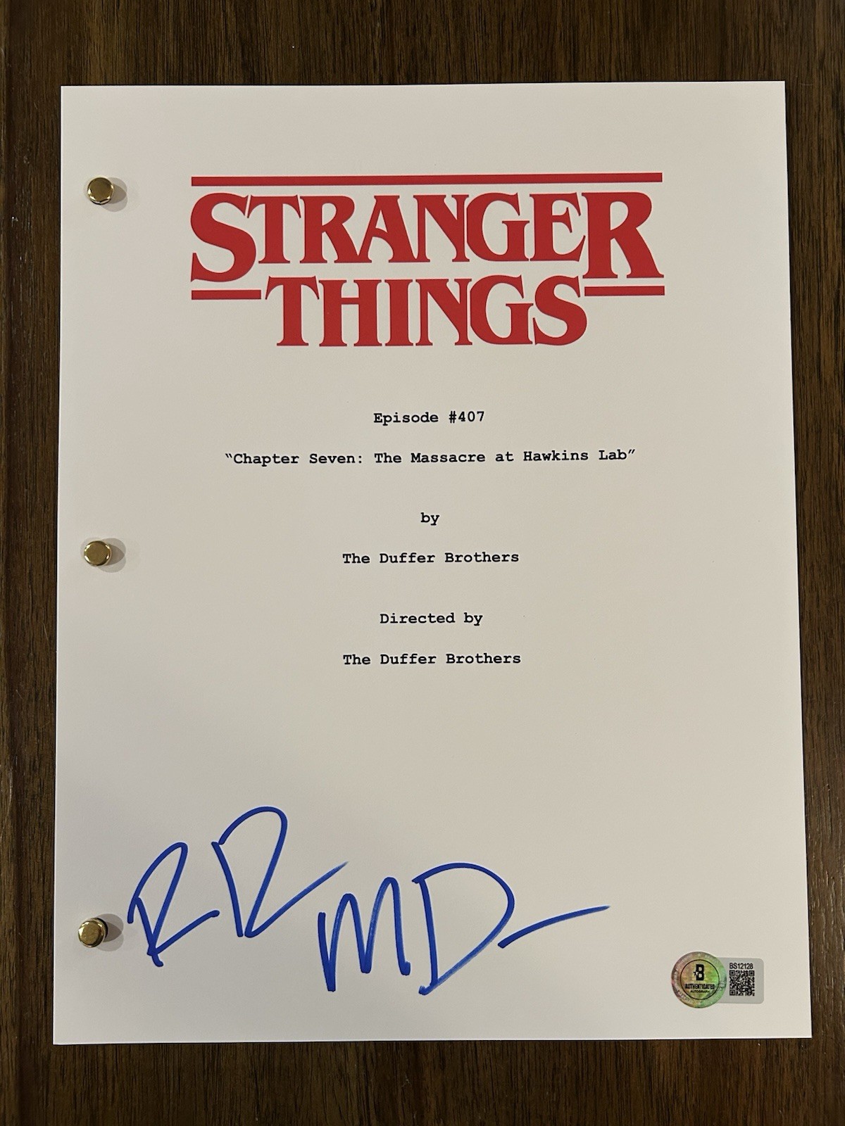 Ross & Matt Duffer Brothers ‘Stranger Things’ Signed Full Episode Script Beckett