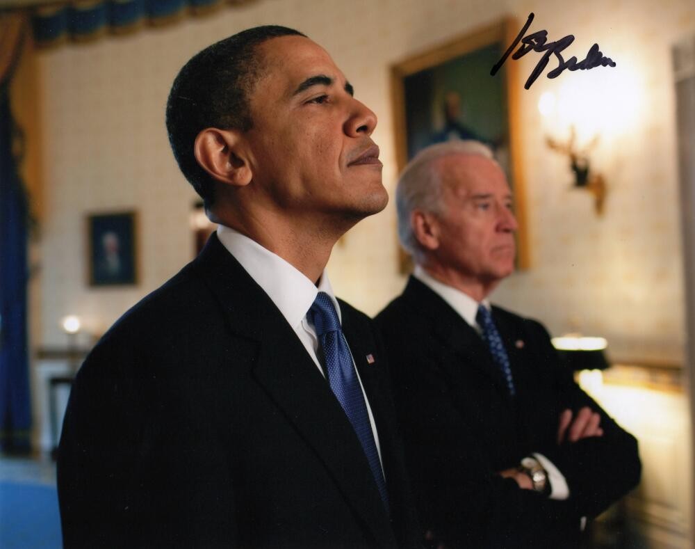 President Joe Biden Signed Autograph 8x10 Photo with Barack Obama - JSA COA