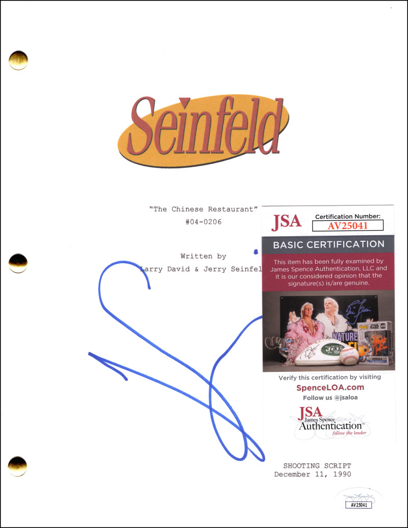 Jerry Seinfeld Signed Autograph Seinfeld The Chinese Restaurant Script JSA COA