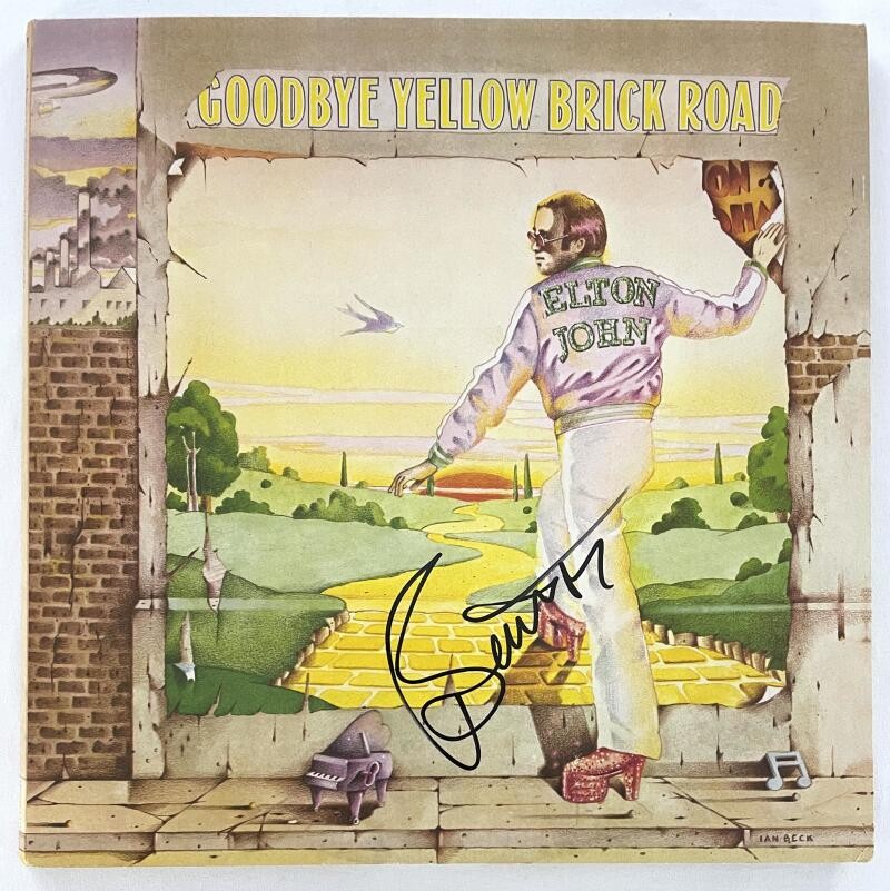 Bernie Taupin Signed Autograph Album - Goodbye Yellow Brick Road Elton John JSA