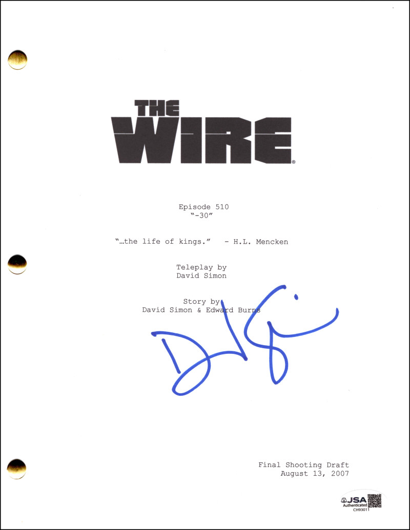 David Simon Signed Autograph The Wire Series Finale Script Screenplay w/ JSA COA