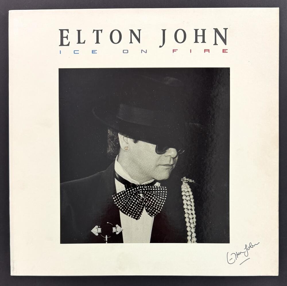 Elton John Signed Autograph Ice on Fire Album Record Full Vintage Signature JSA