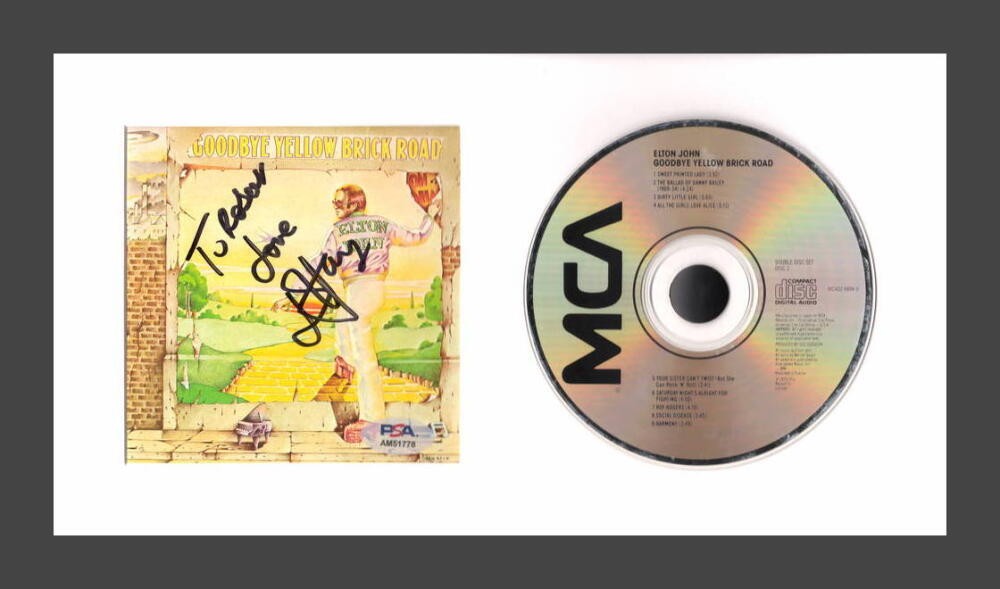Elton John Signed Autograph Goodbye Yellow Brick Road Framed CD Display PSA COA
