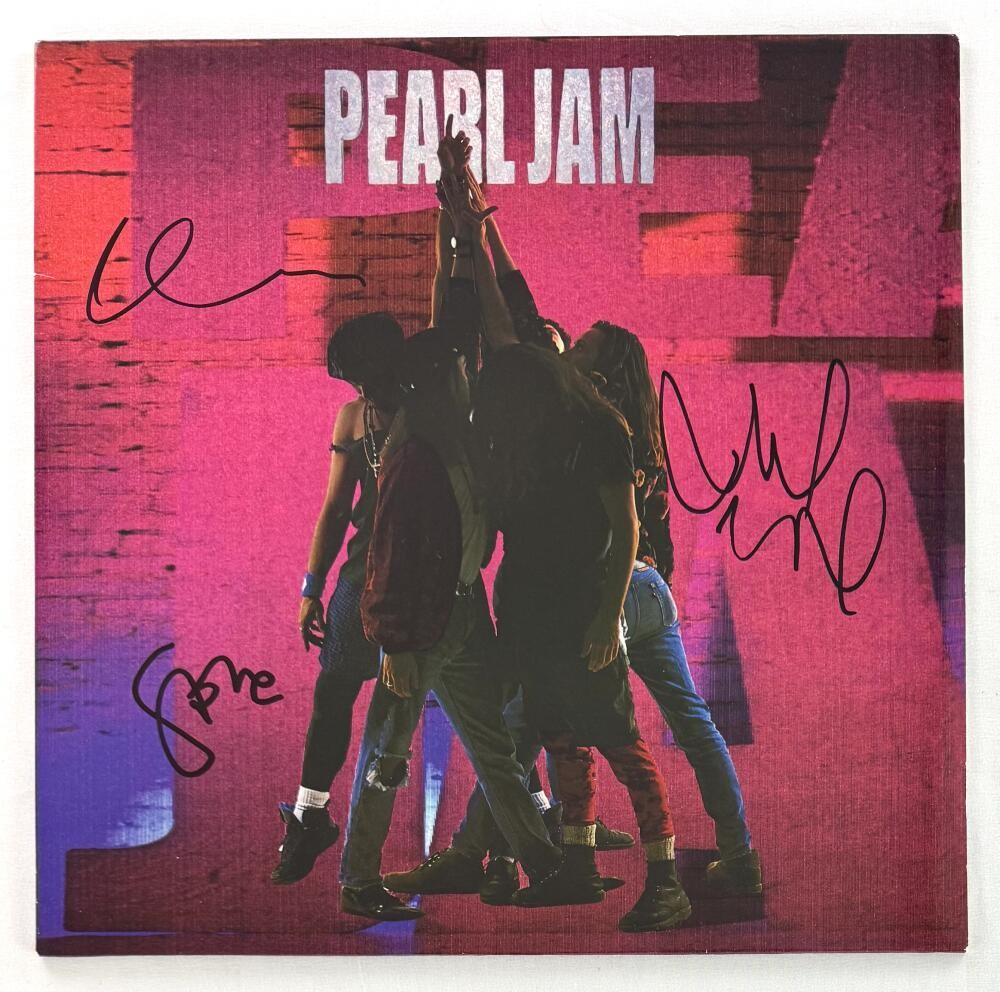 Dave Krusen Mike McCready Stone Signed Autograph Pearl Jam Ten Album Record JSA