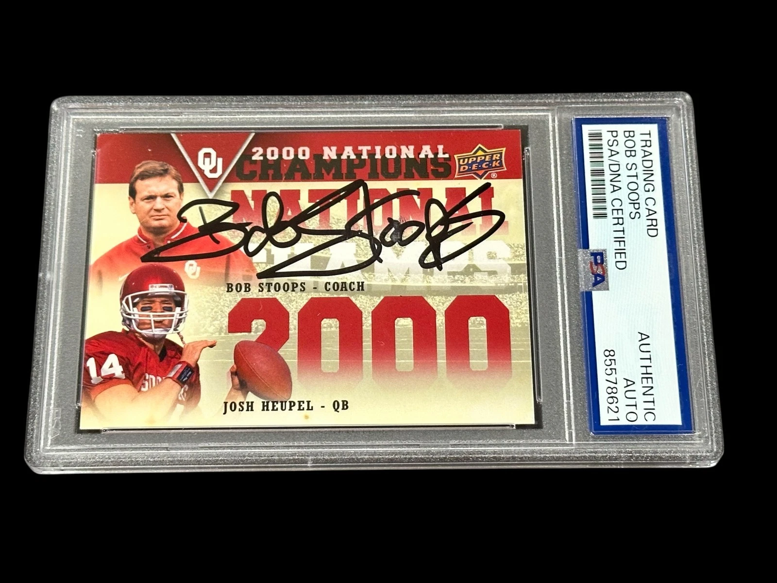 Bob Stoops 2011 Upper Deck Oklahoma OU National Champ Signed Autograph PSA Slab