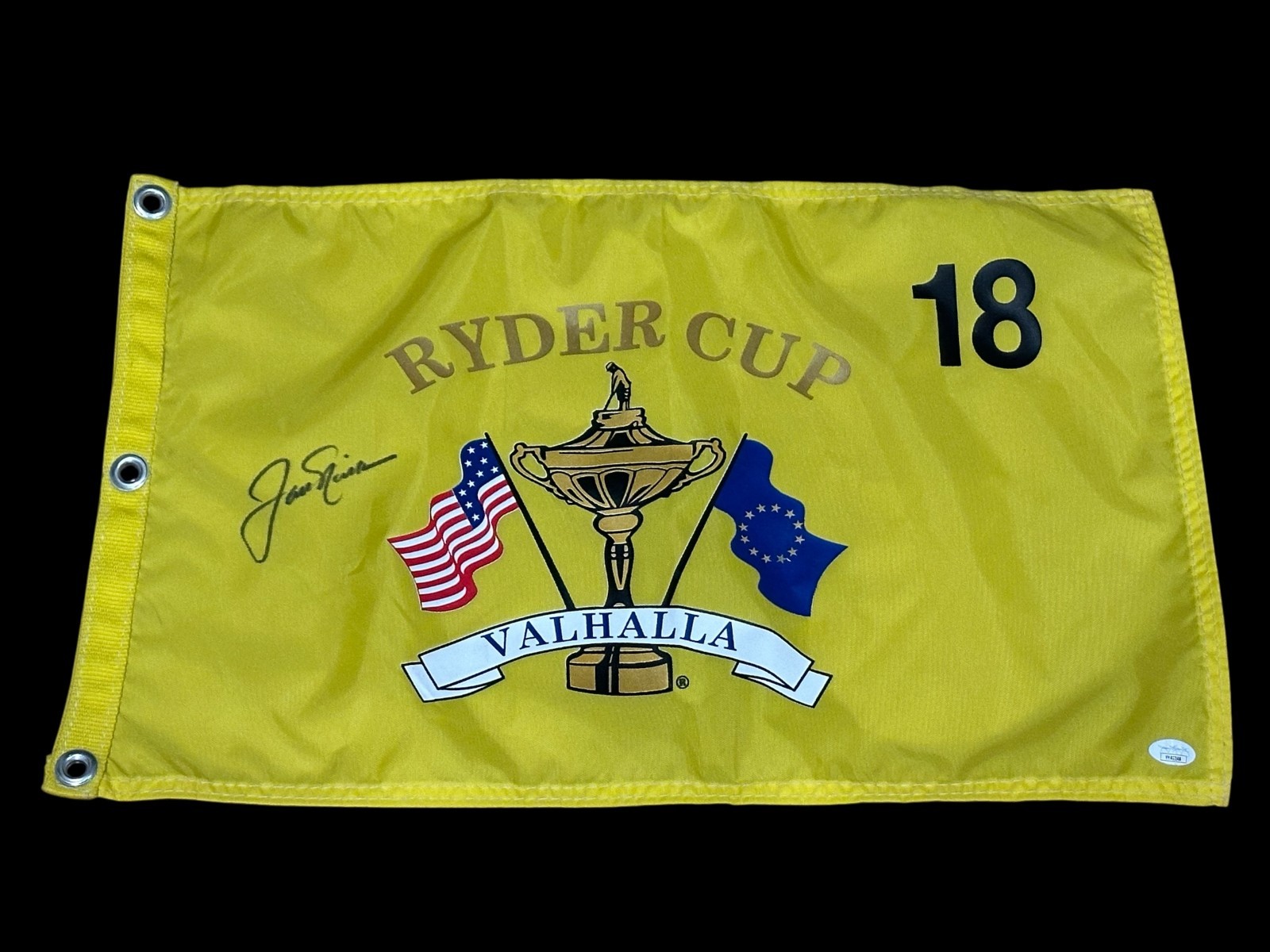 Jack Nicklaus Masters Champion Golf PGA Signed Autograph Ryder Cup Flag Pin JSA