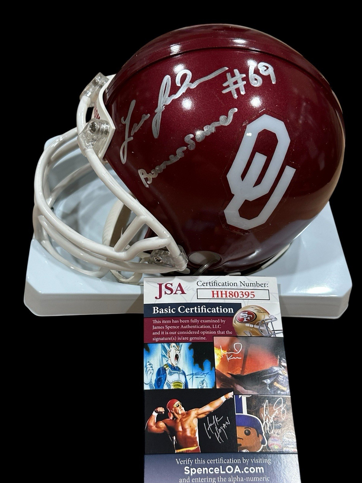 Lane Johnson Oklahoma Sooners OU Boomer Sooner Signed Autograph Mini Helmet JSA