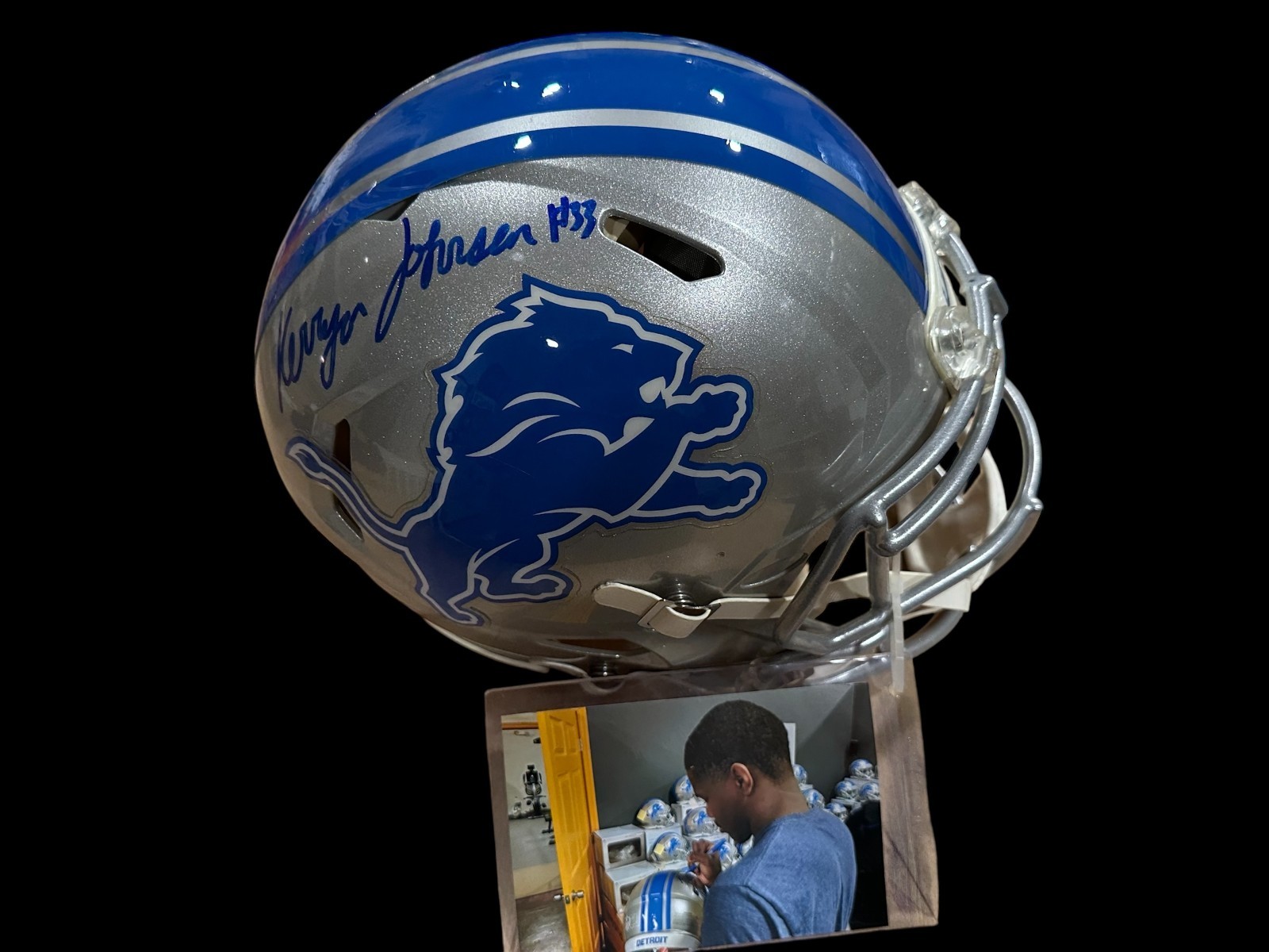 Kerryon Johnson Detroit Lions Signed Autograph Authentic Full Size Helmet Radtke
