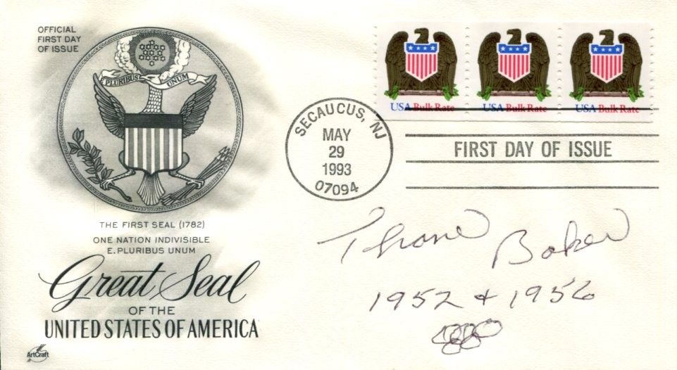 Thane Baker Olympic Gold Silver Bronze Track And Field Signed Autograph FDC