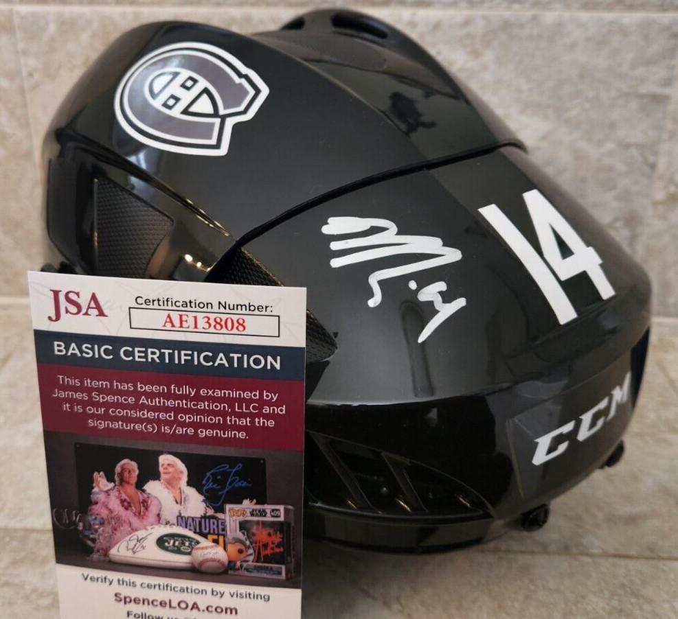 Nick Suzuki Signed Full-Size Hockey Helmet w/ JSA COA Montreal Canadiens