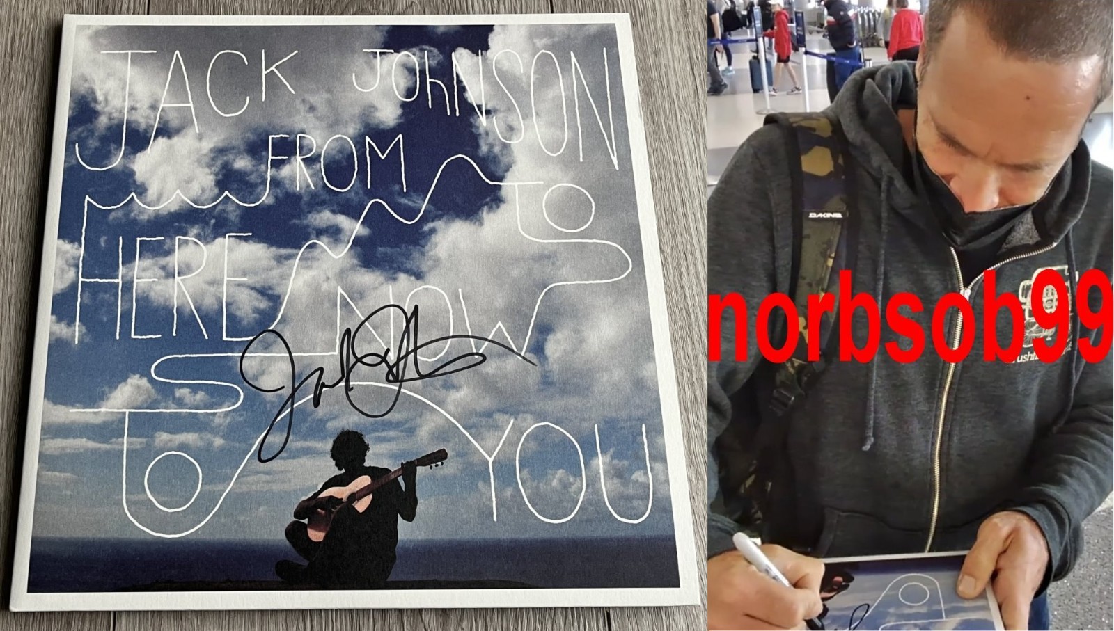 JACK JOHNSON SIGNED FROM HERE TO NOW TO YOU VINYL ALBUM wEXACT PROOF BECKETT COA