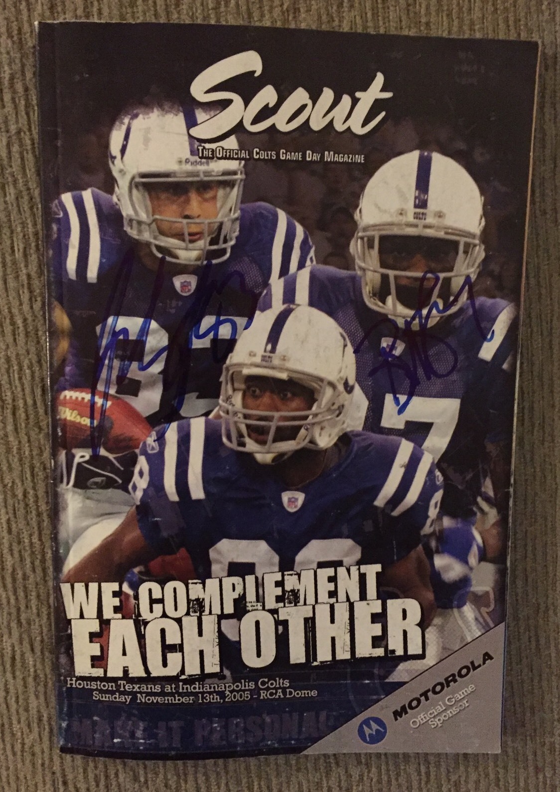 Reggie Wayne & Brandon Stokley Signed Indianapolis Colts Scout Program Magazine