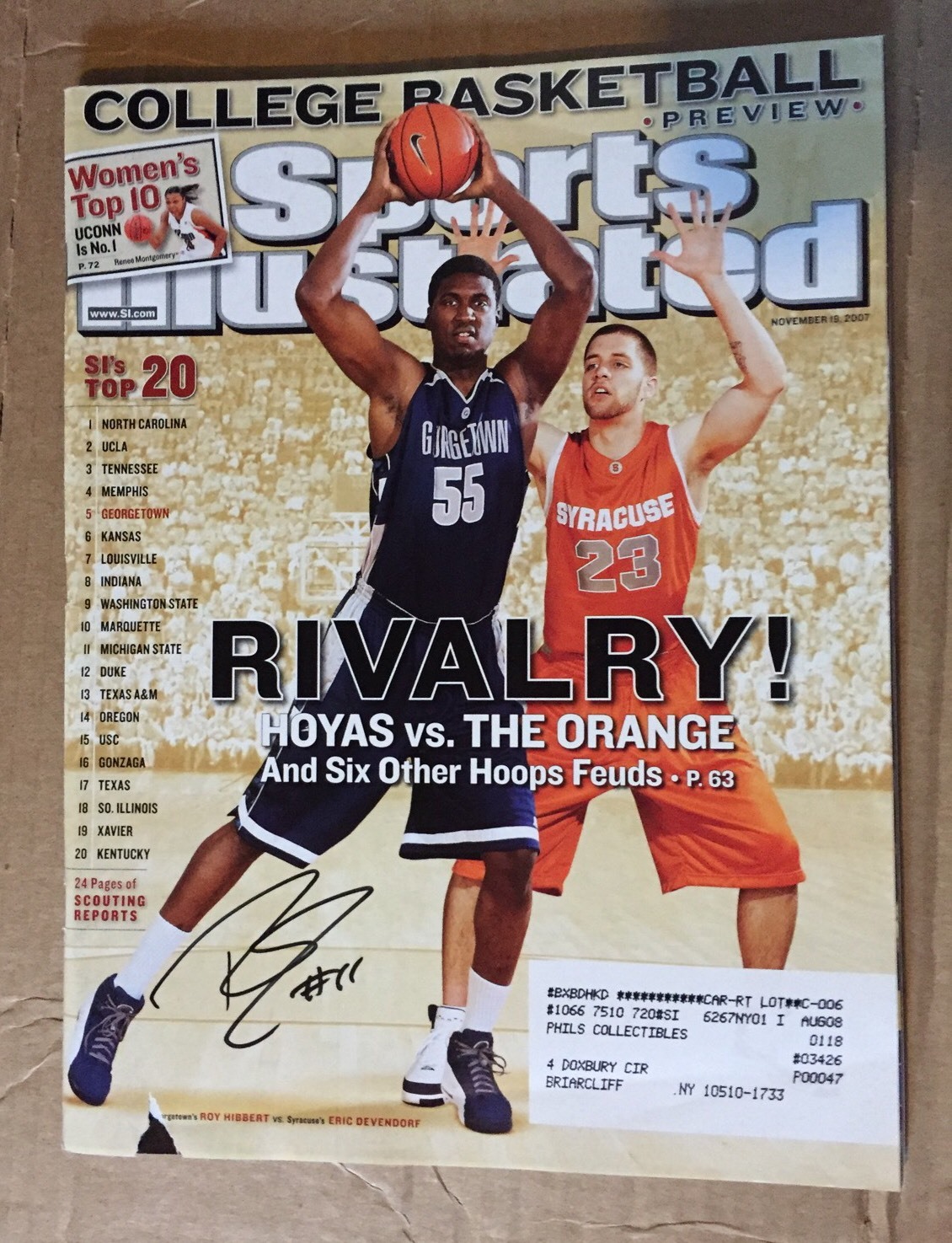 Autographed Roy Hibbert Sports Illustrated Magazine Signed