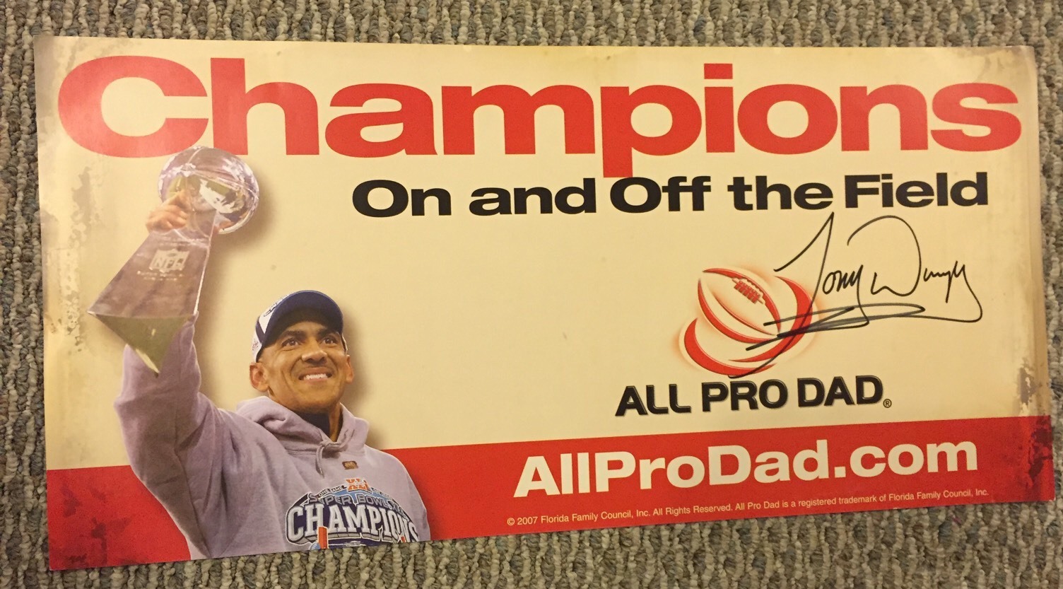 Tony Dungy Signed Indianapolis Colts Poster Autographed