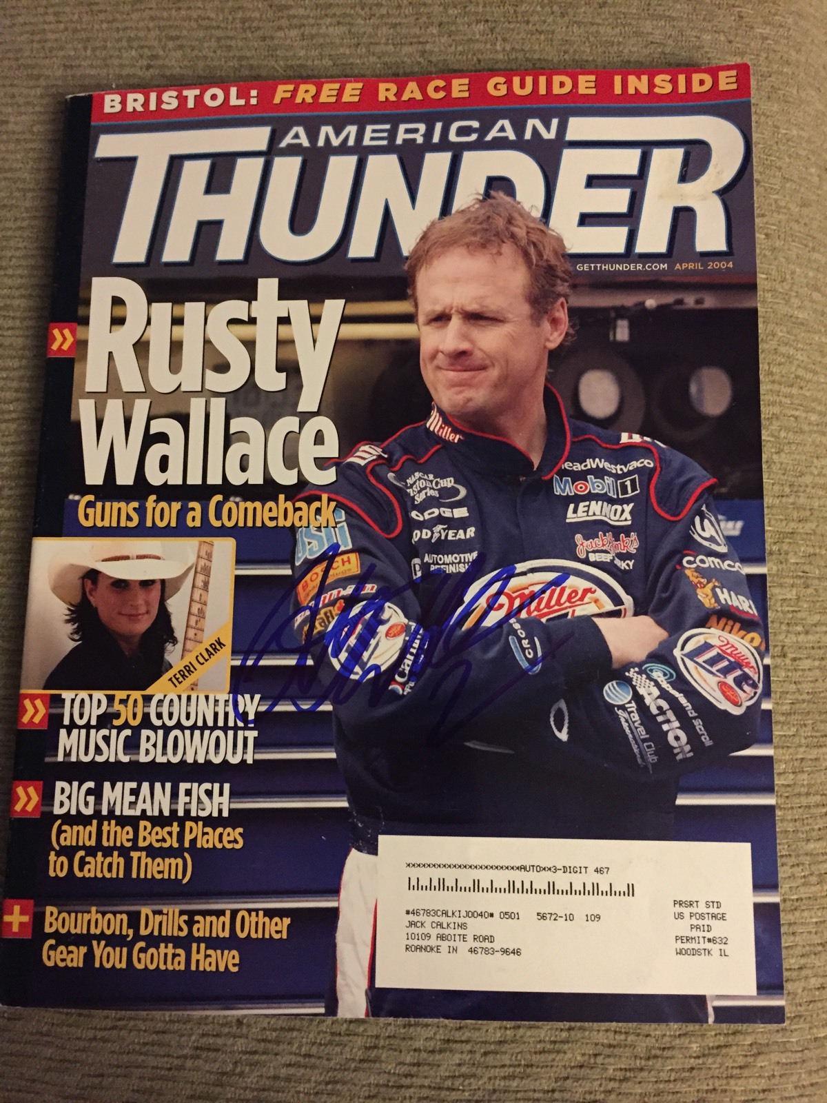 Autographed Rusty Wallace Magazine Signed