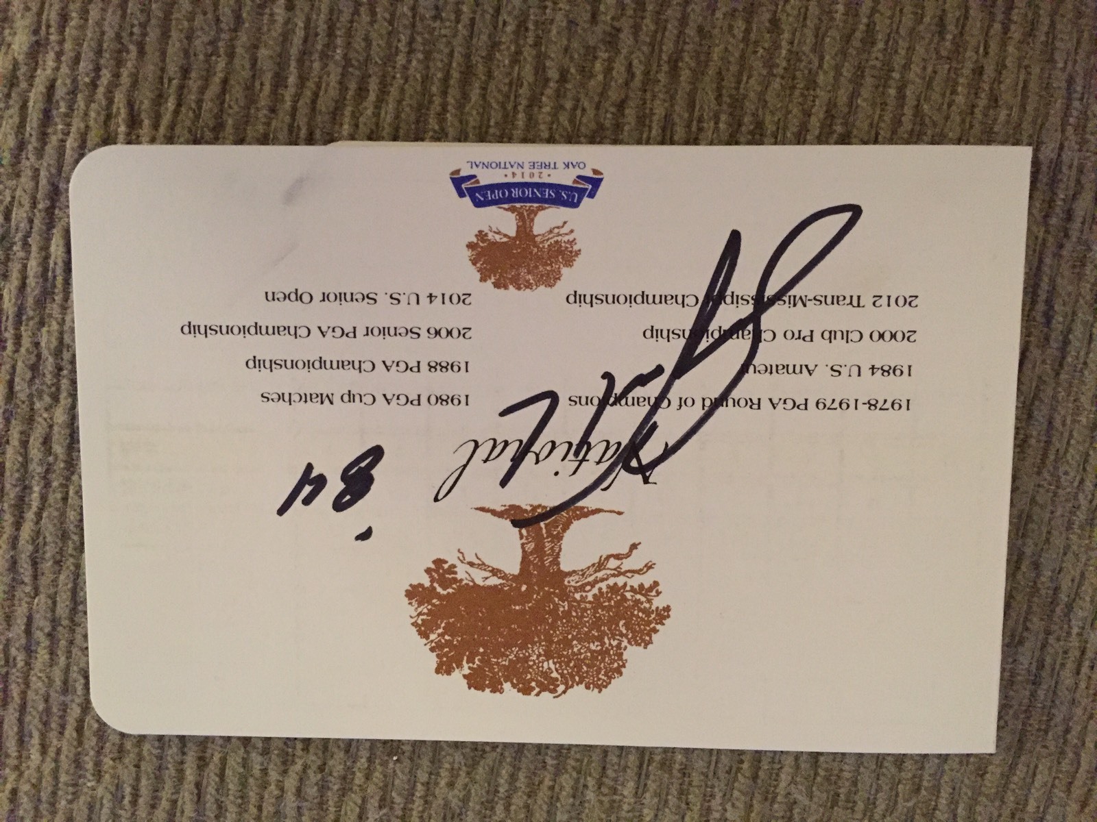 Scott Verplank Signed Oak Tree Scorecard Autographed 1984 U S Amateur