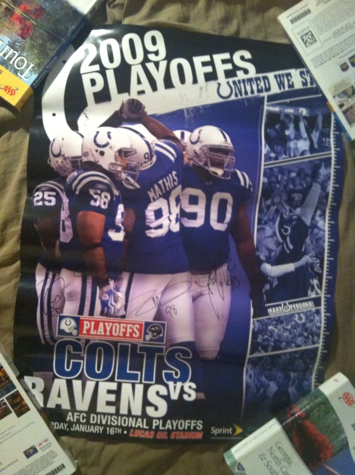 Mathis Brackett Powers Muir signed Indianapolis Colts Poster Autographed