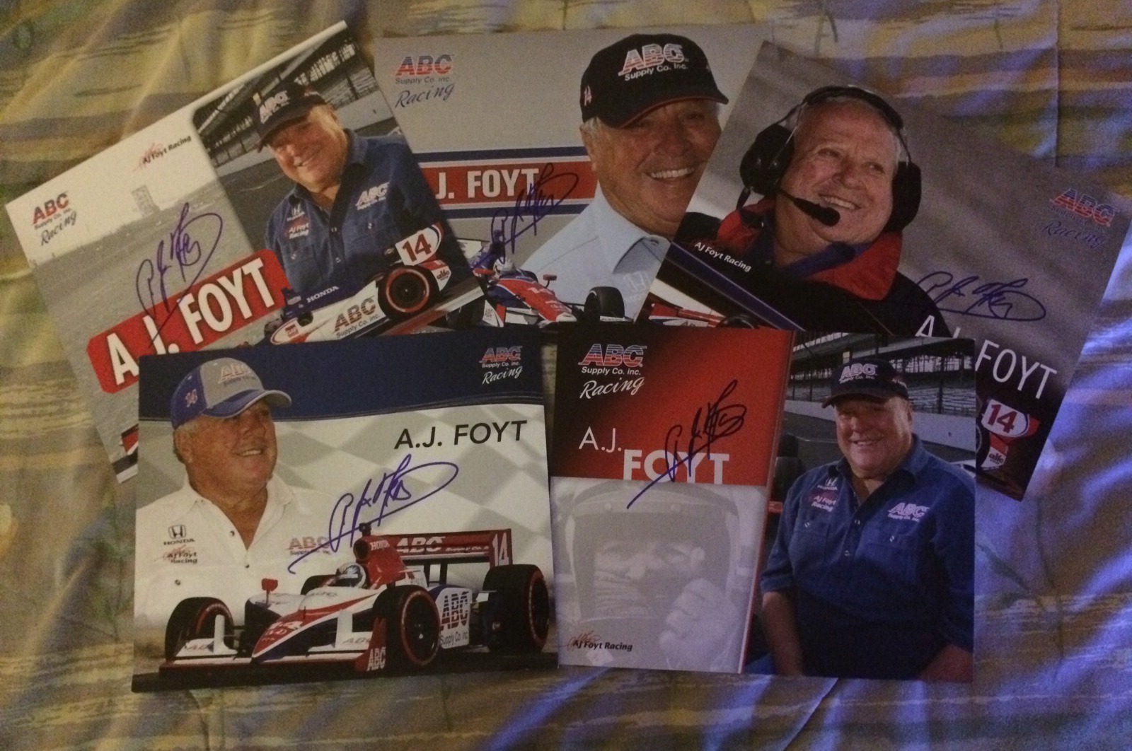 A J Foyt Indy 500 signed Lot Of 6 Indianapolis Promo Cards Autographed