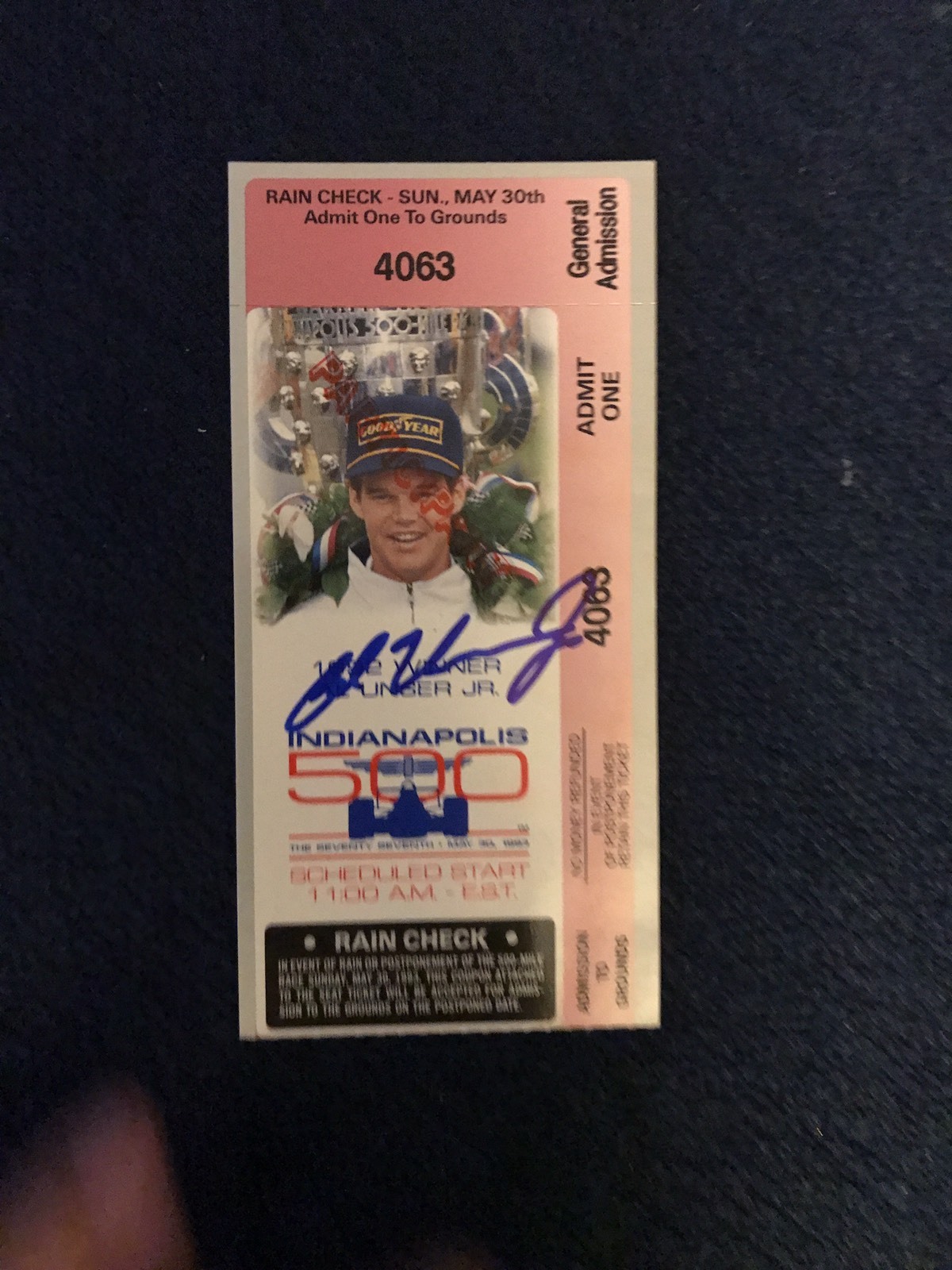 AL UNSER JR 1992 WINNER SIGNED INDIANAPOLIS INDY 500 TICKET 1993 RACE AUTOGRAPH COLLECTIBLE MEMORABILIA