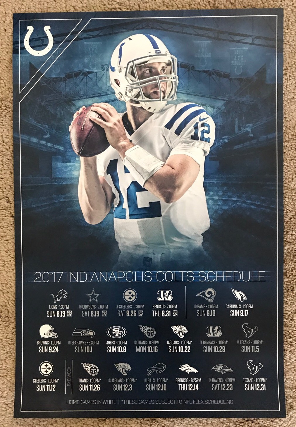 Andrew Luck Indianapolis Colts Poster 2017 Schedule Poster