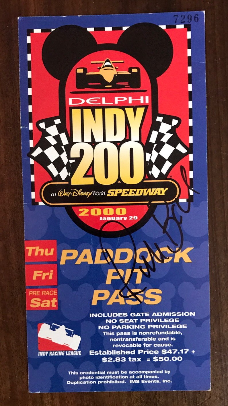 Robbie Buhl Signed Walt Disney World Delphi Indy 200 2000 Speedway Autographed