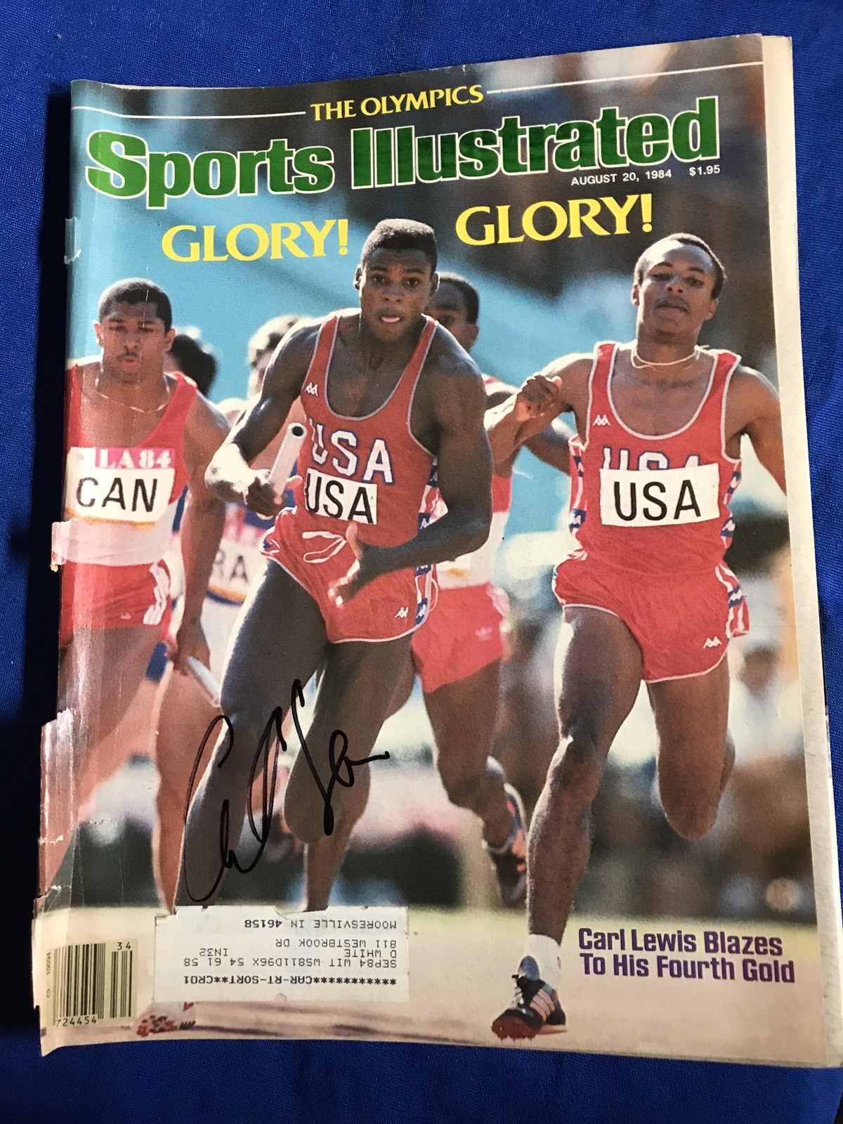 Carl Lewis Signed Sports Illustrated Magazine Autographed Damaged Spine