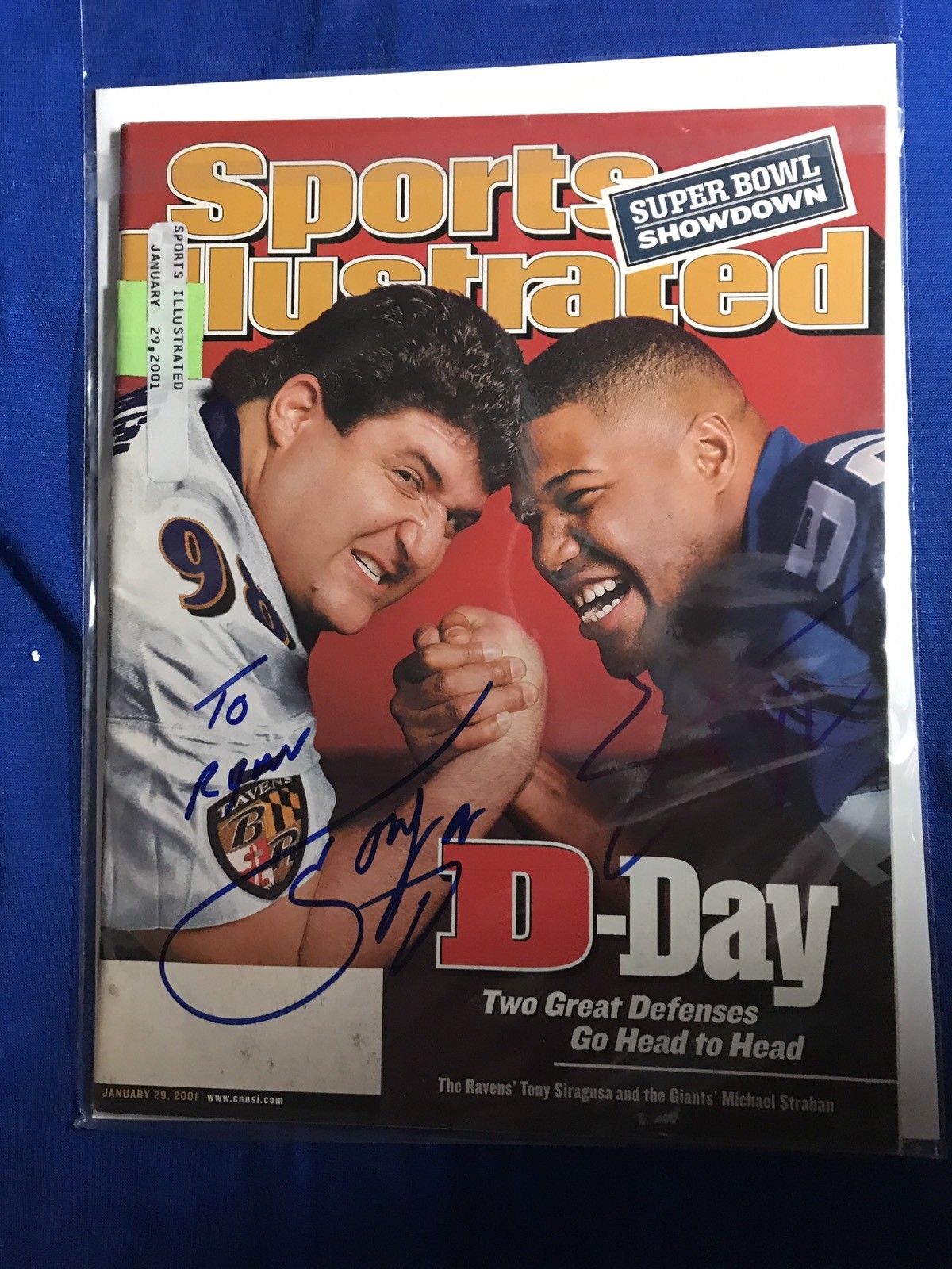 Tony Siragusa & Michael Strahan Signed Sports Illustrated Magazine Autographed