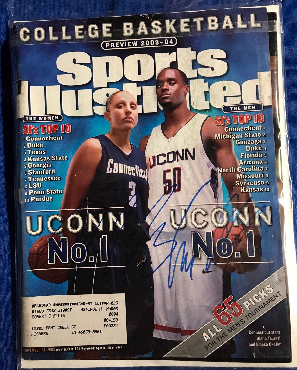 Diana Taurasi & Emeka Okafor Signed Sports Illustrated Magazine Autographed