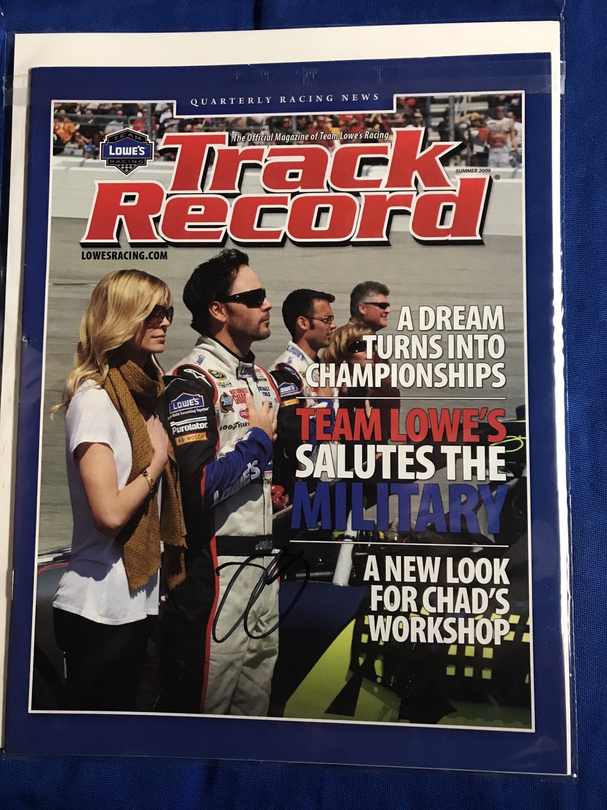 Jimmie Johnson Signed Lowes Track Record Magazine Autographed