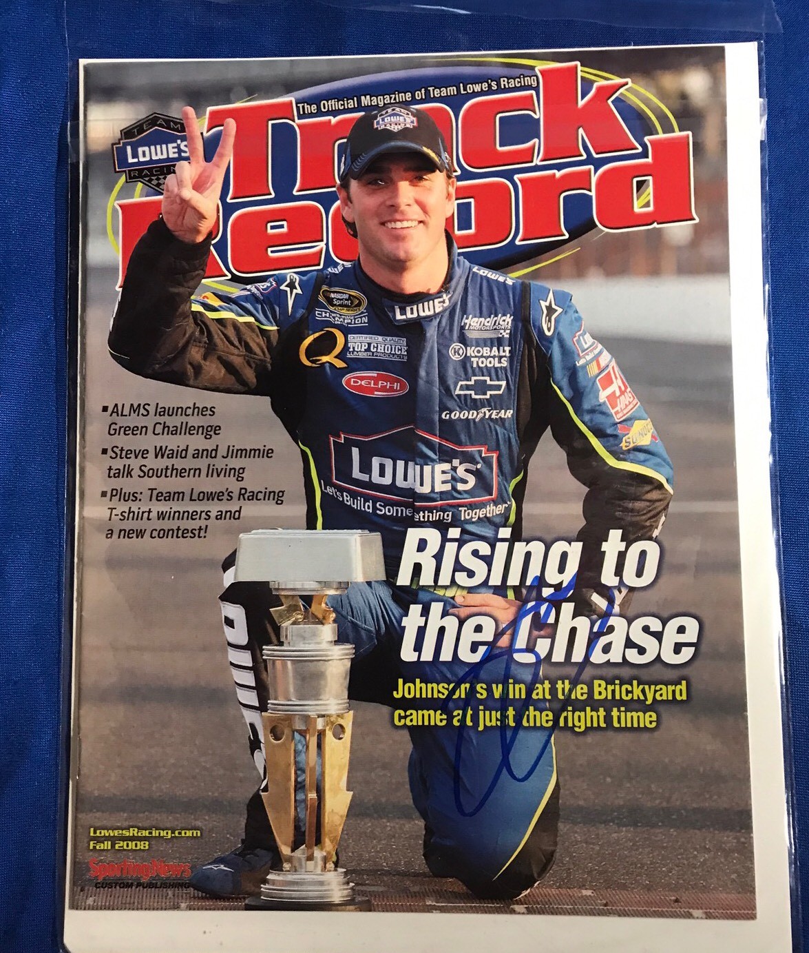 Jimmie Johnson Signed Lowes Track Record Magazine Autographed