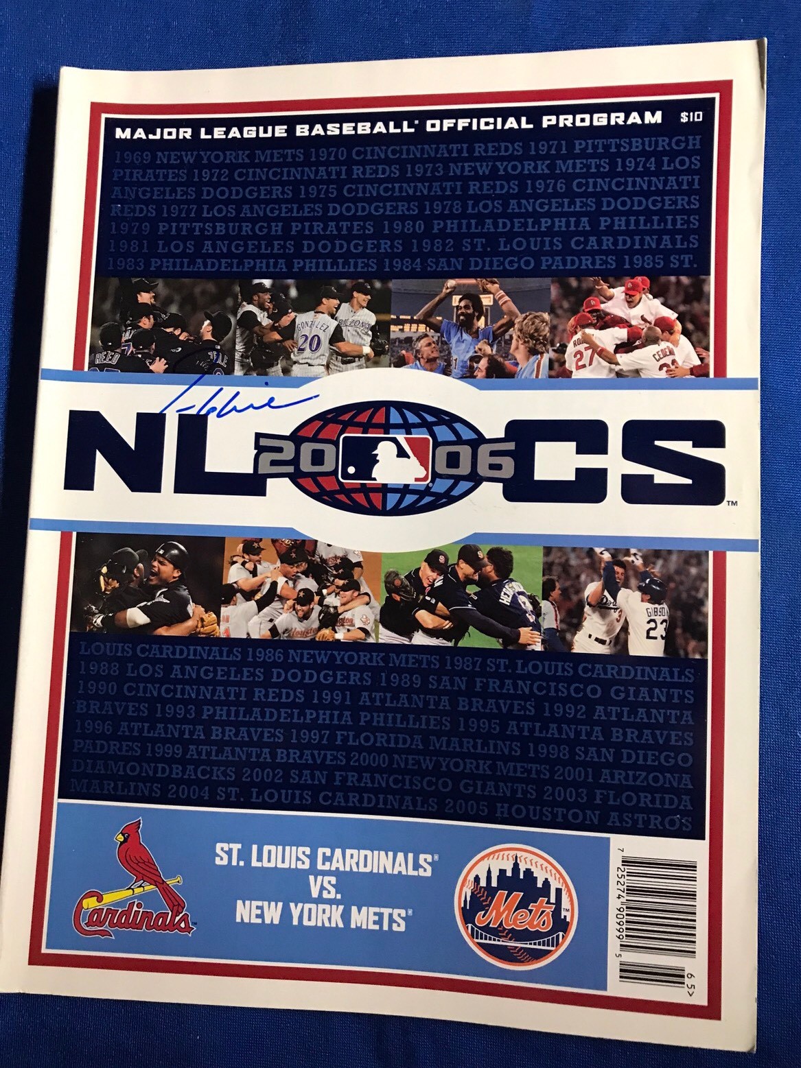 Tom Glavine Signed 2006 NLCS Program New York Mets Vs St Louis Cardinals