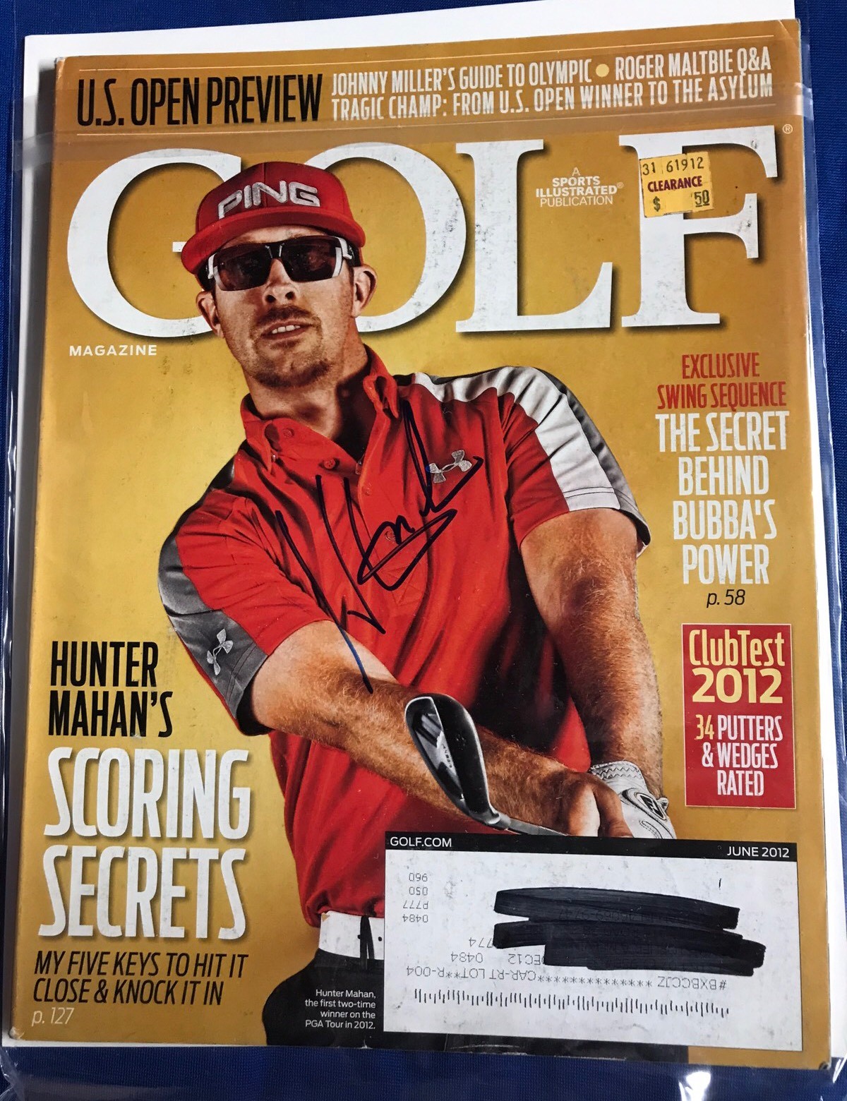Hunter Mahan Autographed Magazine Signed PGA Golf Autographed Pricing Sticker