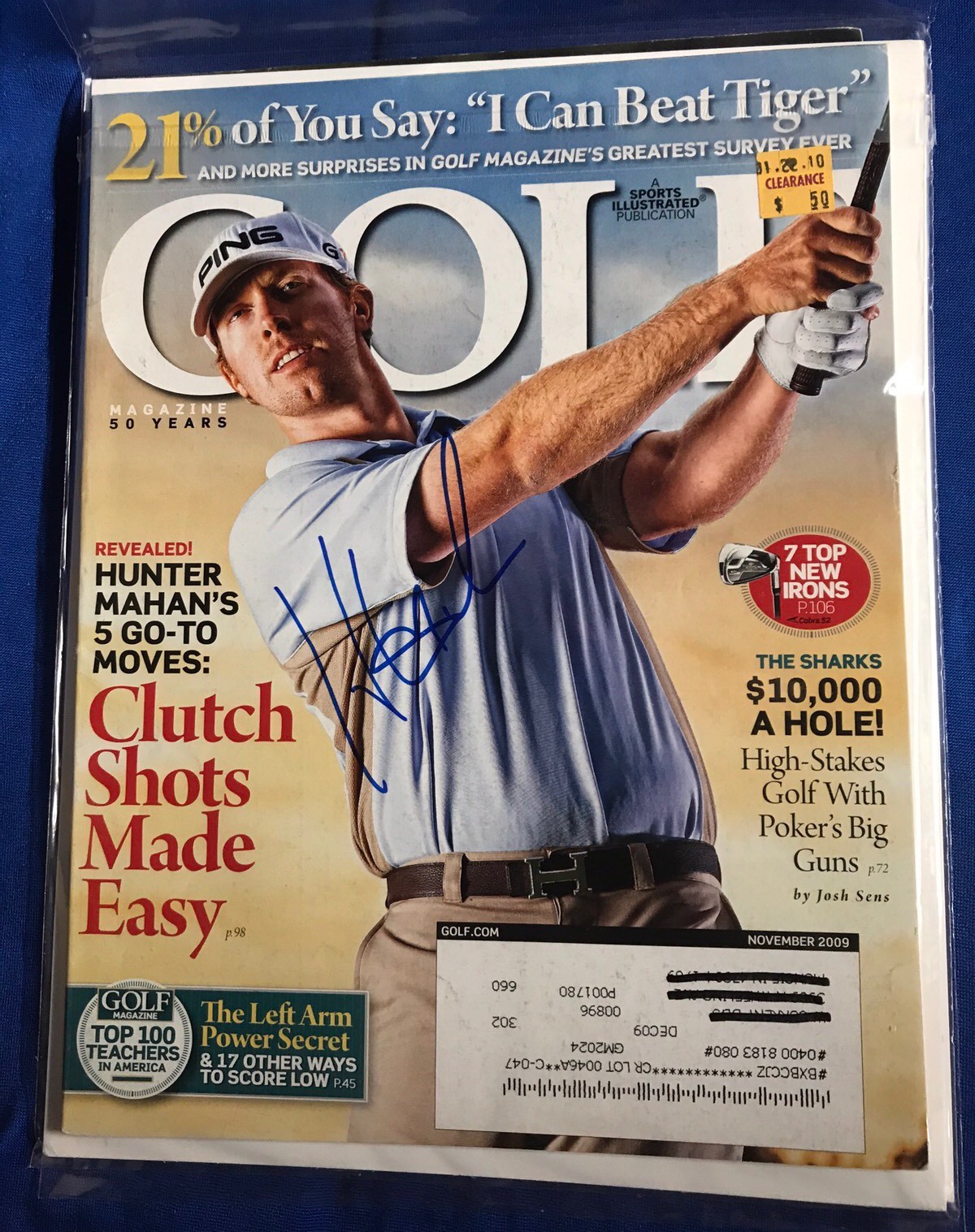 Hunter Mahan Autographed Magazine Signed PGA Golf Autographed Pricing Sticker