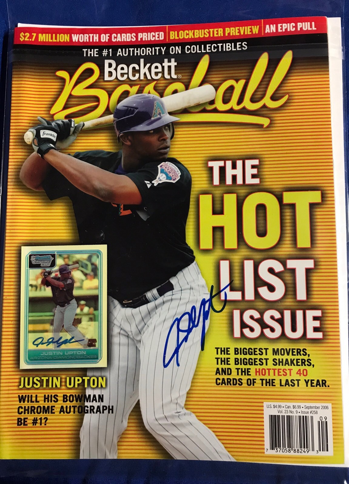 Justin Upton Signed Beckett Magazine Autographed
