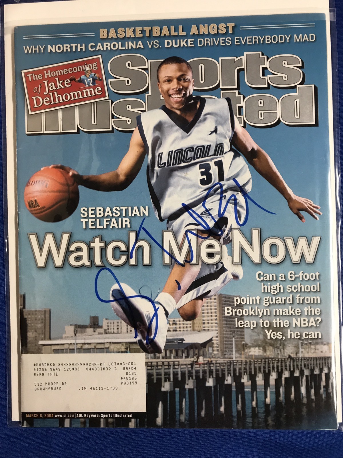 Sebastian Telfair Signed Sports Illustrated Magazine Autographed